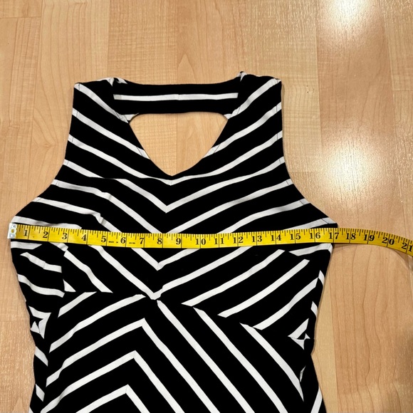 Talbots Black White Stripe V-Neck Sleeveless Maxi Dress w/ Back Cutout Size Lp - Picture 4 of 7